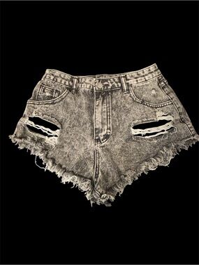 Shein Woman Distressed Denim Cut-Off Booty Shorts Size 30 Micro Mini